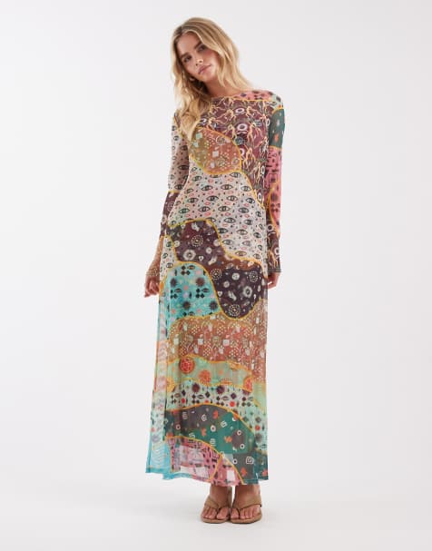 Never Fully Dressed Petite - Aria - Pastelfarvet midaxi-kjole med print i mesh - view 1