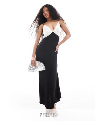 never fully dressed petite color block midaxi dress in monochrome