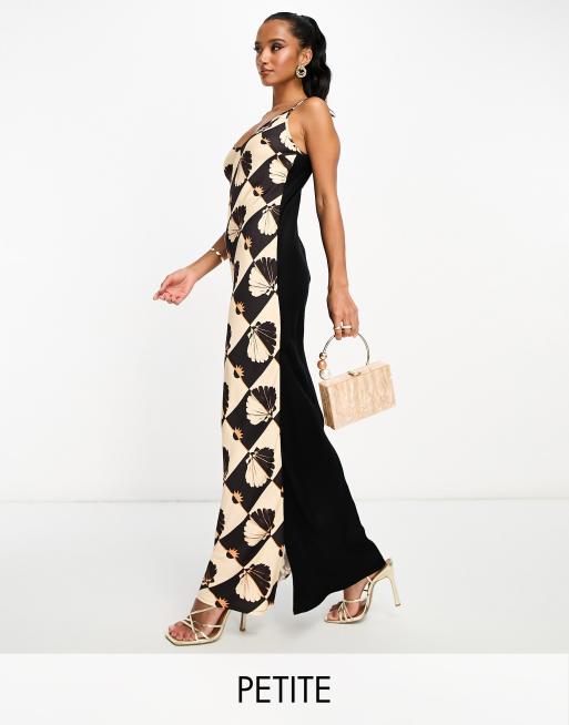 Never Fully Dressed Petite contrast slip midaxi dress in shell print