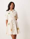 [Never Fully Dressed] Never Fully Dressed Petite embroidered shirt mini dress in white 6 White