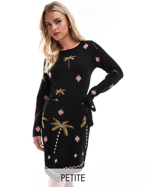Never Fully Dressed Petite - Havanna - Gebreide mini jurk in zwart - view 1