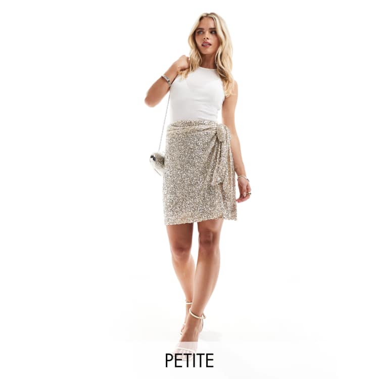 Never Fully Dressed Petite Jaspre sequin mini skirt in silver ASOS
