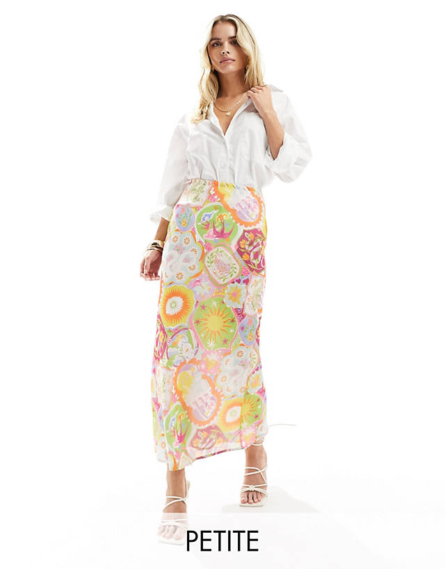 Never Fully Dressed - petite maxi skirt in mixed sunshine print