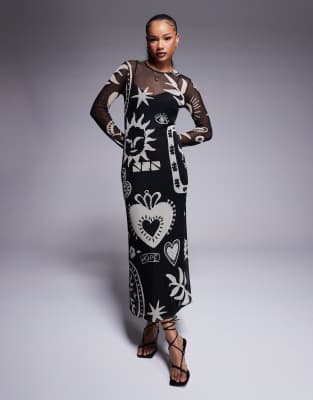 Never Fully Dressed Petite Mesh Maxi Dress In Black