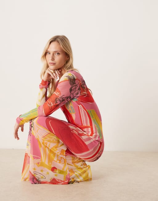 Never Fully Dressed Petite mesh maxi dress in mixed dallas print, 4 of 4
