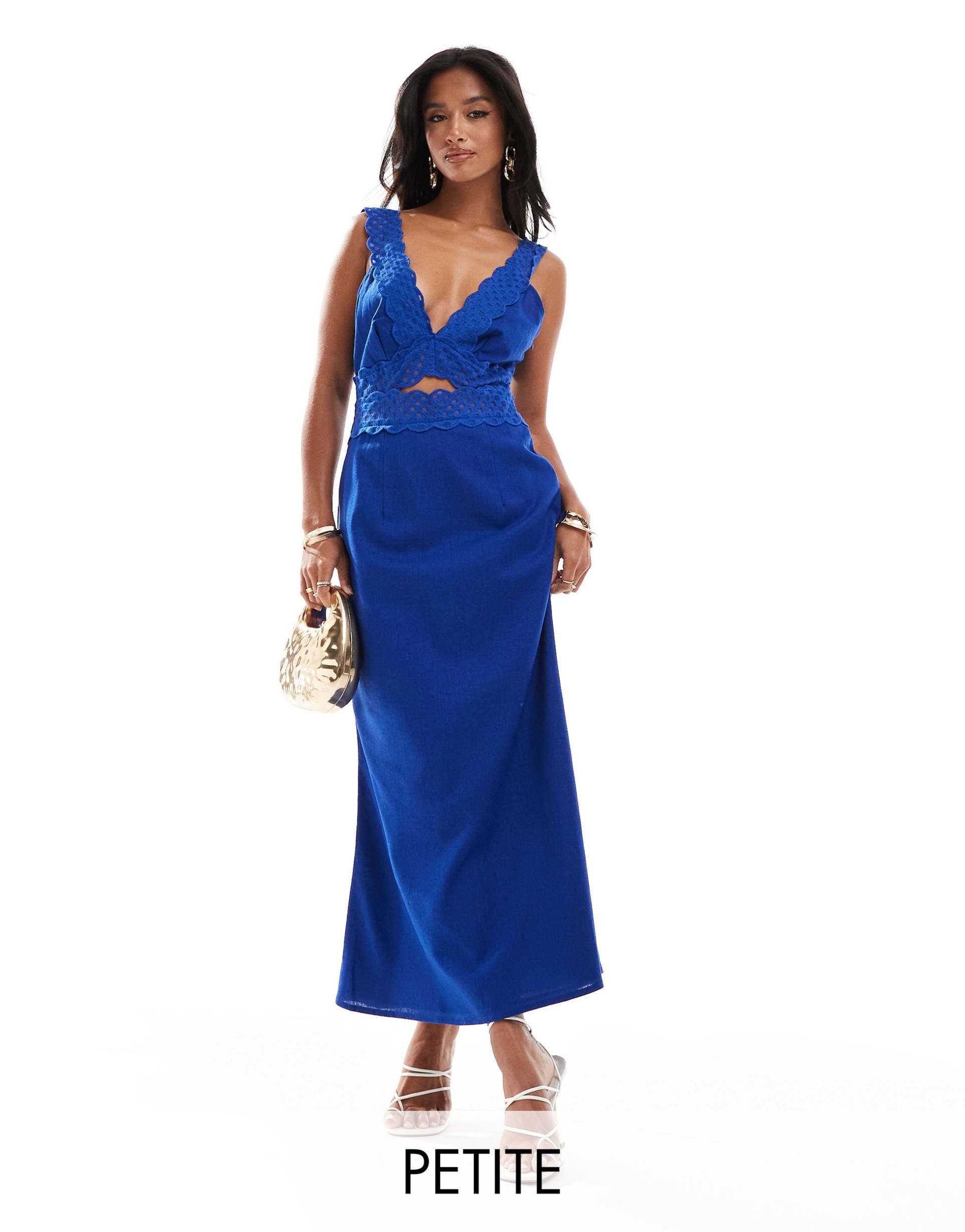 never fully dressed petite mimi maxi dress in cobalt