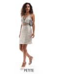 [Never Fully Dressed] Never Fully Dressed Petite Mimi sequin lace mini dress in silver 14 Silver