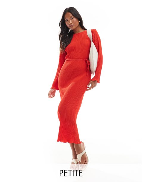 Never Fully Dressed Petite plisse midaxi dress in red - view 1