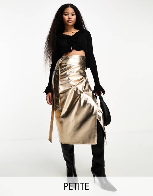 Petite metallic midi discount skirt