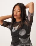 [Never Fully Dressed] Never Fully Dressed Petite seashell print mesh t-shirt in black (part of a set) 6 Black