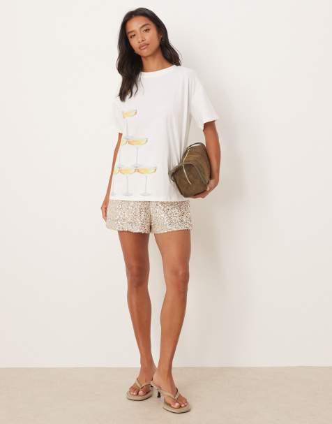 Never Fully Dressed Petite sequin short co-ord in silver