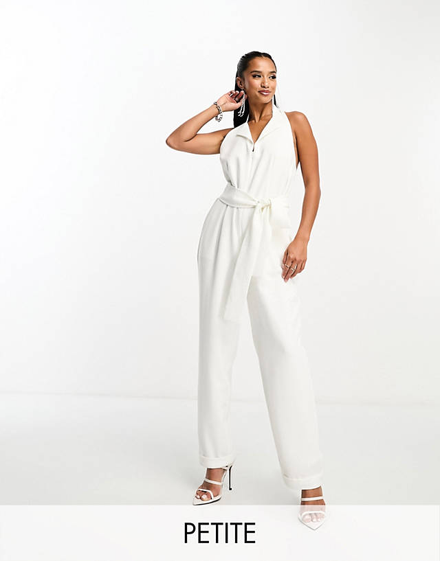 Never Fully Dressed - petite tailored wrap jumpsuit in cream