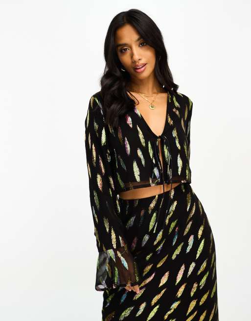 Metallic leaf shirt dress sale