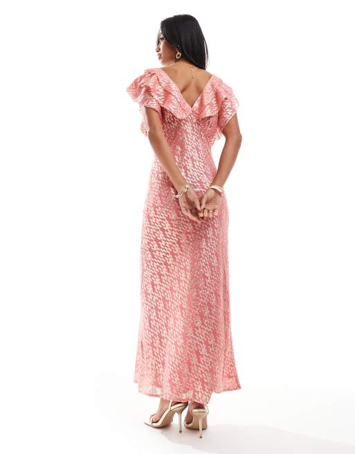 pink jacquard tilda dress Never Fully Dressed Tilda Dress in Pink