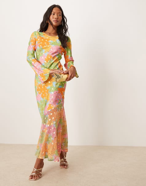 Never Fully Dressed Petite - Vestito lungo a maniche lunghe con stampa patchwork - view 1