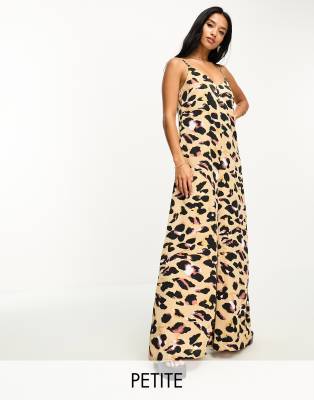 Never Fully Dressed Petite wide leg jumpsuit in leopard