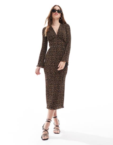Never Fully Dressed plisse midaxi dress in leopard print - view 1