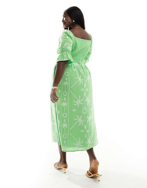 Never Fully Dressed Plus Belle midaxi dress in green | ASOS