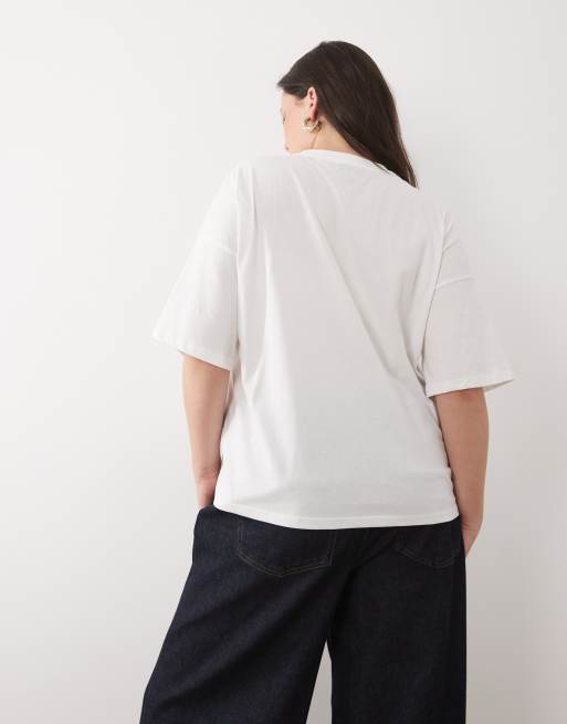 Never Fully Dressed Plus – Biały bawełniany T-shirt z nadrukiem bananów z przodu, 4 z 4