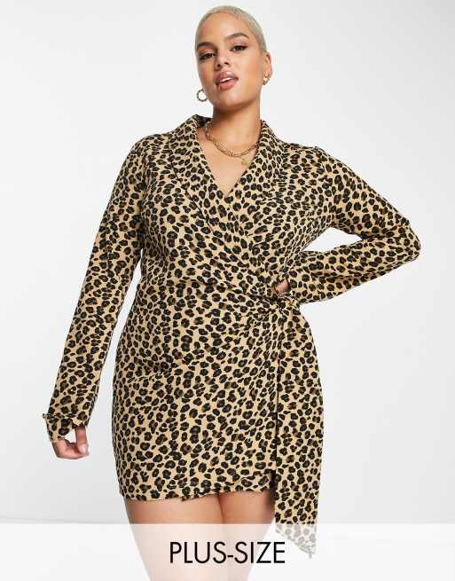 Animal print wrap dress best sale plus size