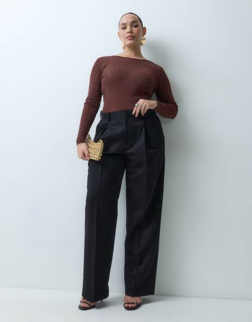 Never Fully Dressed Plus body z siateczki z aplikacjami hot fix w kolorze czekoladowym, 2 z 5
