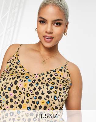 Never Fully Dressed Plus Never Fully Dressed Plus cami top co-ord in leopard confetti-Brown