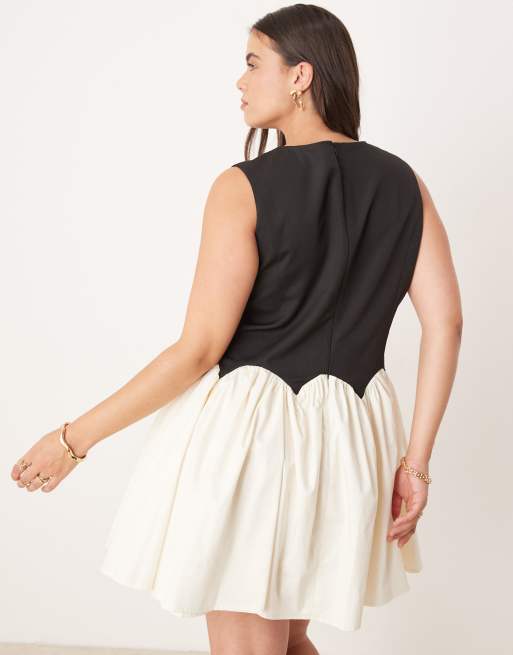 black dress with white shirt underneath Sleeveless Top Dress Over Never Fully Dressed Plus Contrast Drop Tomorrowland Navy Chiffon Straight Across Riding Boot Size:UK 6