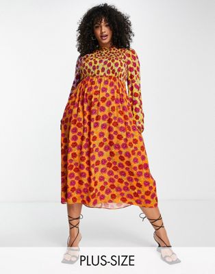 Never Fully Dressed Plus contrast floral maxi dress in lilac and yellow floral - ASOS Price Checker
