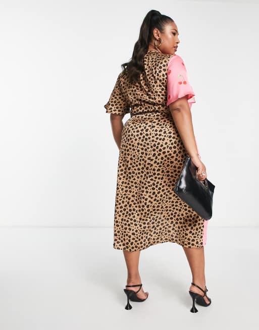 Plus size leopard print hotsell midi dress