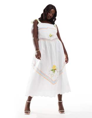 Never Fully Dressed Plus Corfu Midi Dress In White