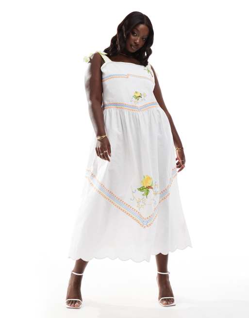 Never Fully Dressed Plus Corfu midi dress in white