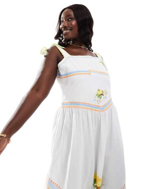 Never Fully Dressed Plus Corfu midi dress in white ASOS