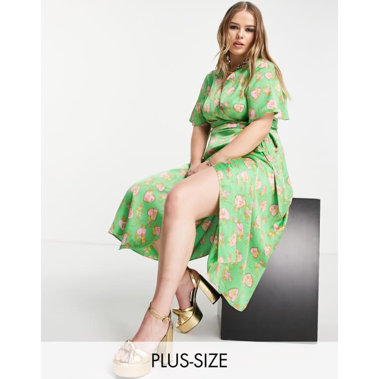 olive green guest wedding dress Maddie Short Blouson Sleeve Dress main image 1