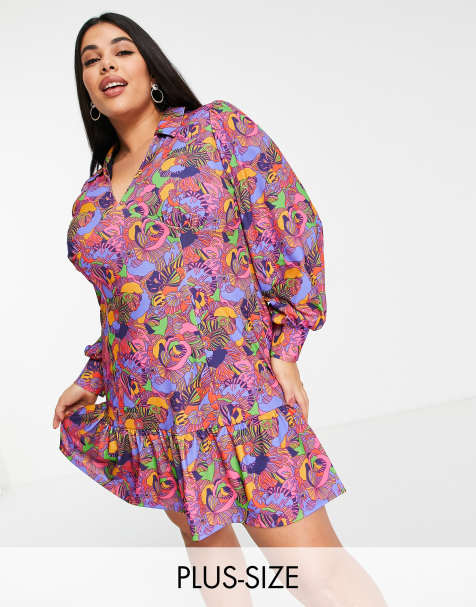 Never Fully Dressed Plus floral mini dress in purple - view 1
