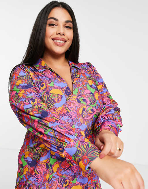 Never Fully Dressed Plus floral mini dress in purple, 4 of 4