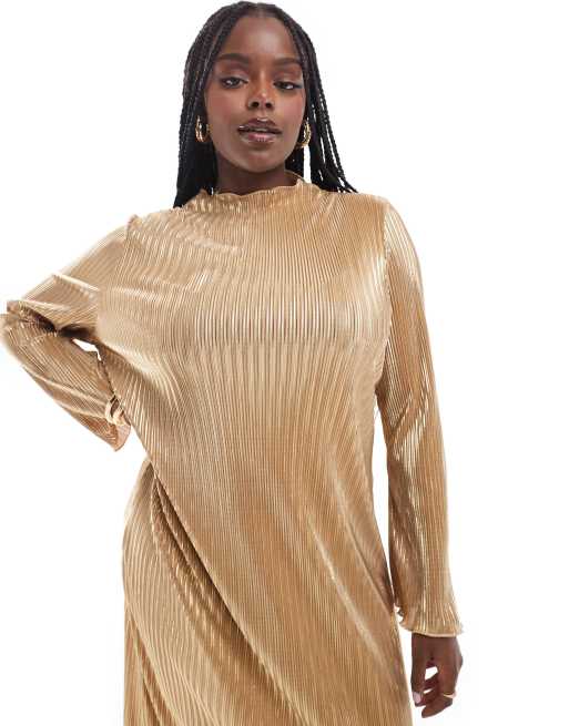 never fully dressed gold plisse dress NEVER FULLY DRESSED Plisse Dress