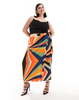 Never Fully Dressed Plus Never Fully Dressed Plus Jaspre midaxi skirt in starburst print-Multi