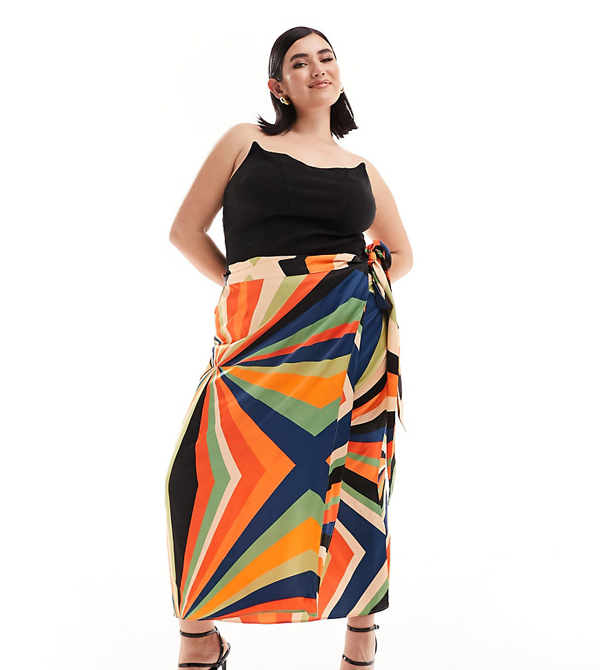 Never Fully Dressed Plus Jaspre midaxi skirt in starburst print-Multi