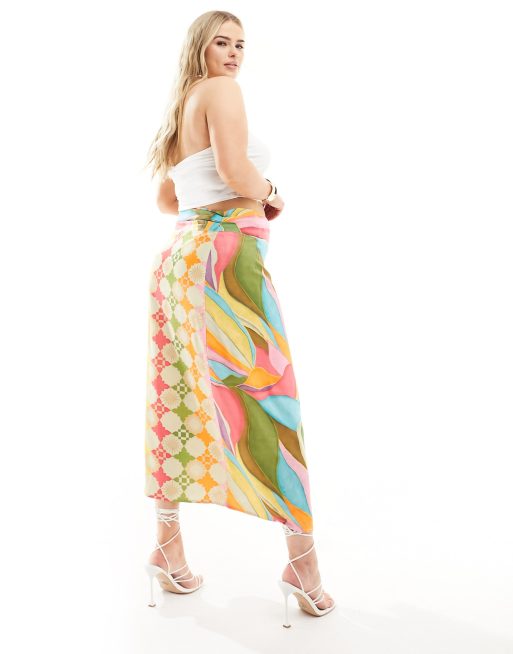 Never Fully Dressed Plus Jaspre wrap midaxi skirt in