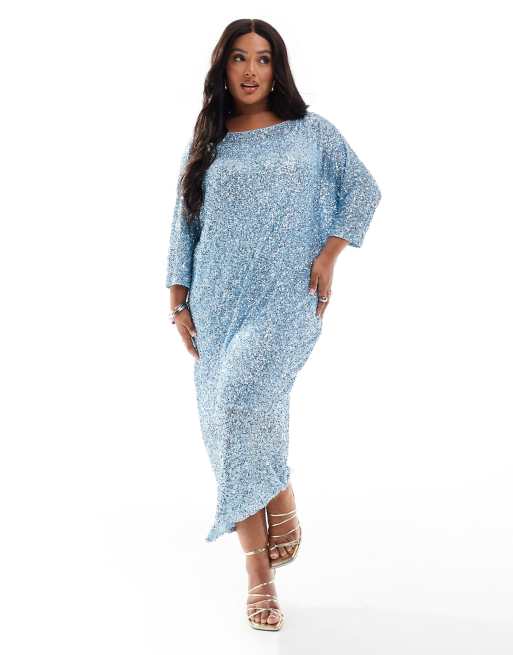 Never Fully Dressed Plus Jem maxi dress in blue sequin