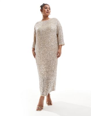 Never Fully Dressed Plus Jem maxi dress in silver sequin