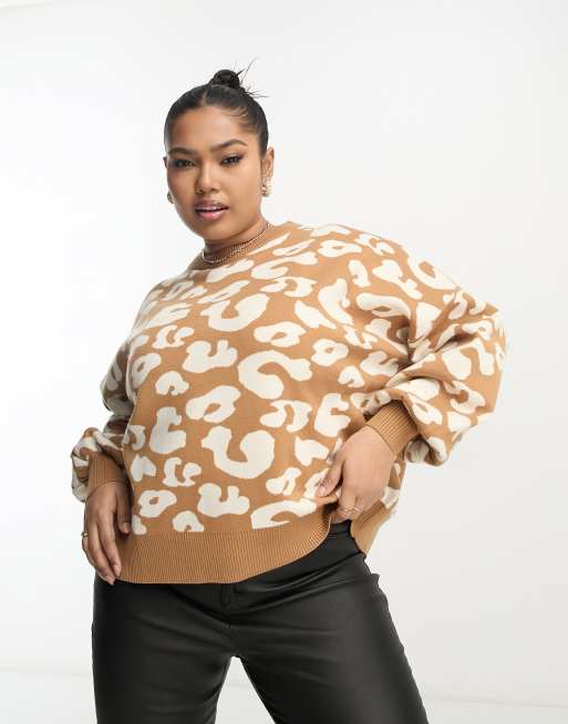 Never Fully Dressed Plus knitted sweater in leopard print - part of a set