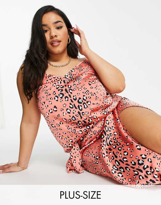 Never Fully Dressed Plus – Koralowy zestaw: top na ramiączkach i wiązana spódnica midi , 2 z 2