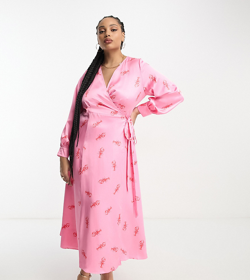Never Fully Dressed Plus long sleeve lobster midaxi dress-Pink
