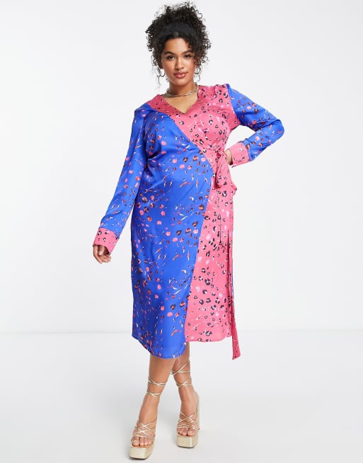 leopard wrap midi dress boohoo Women's Plus Woven Leopard Wrap Midi Dress | Size: 22