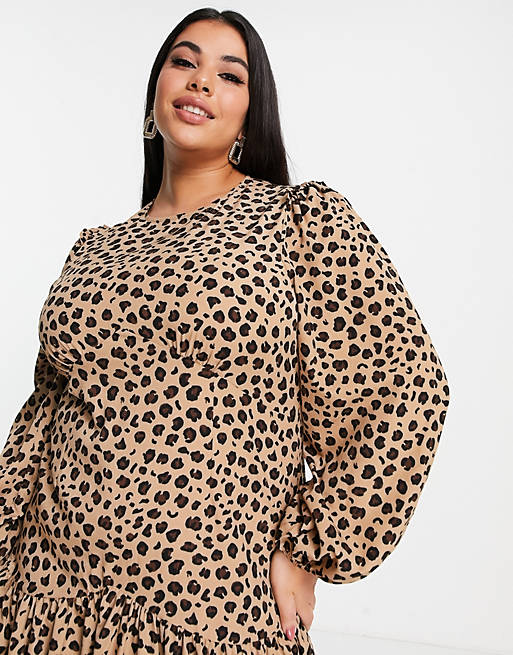 Women Never Fully Dressed Plus Lucia Deliah animal print dress in brown 