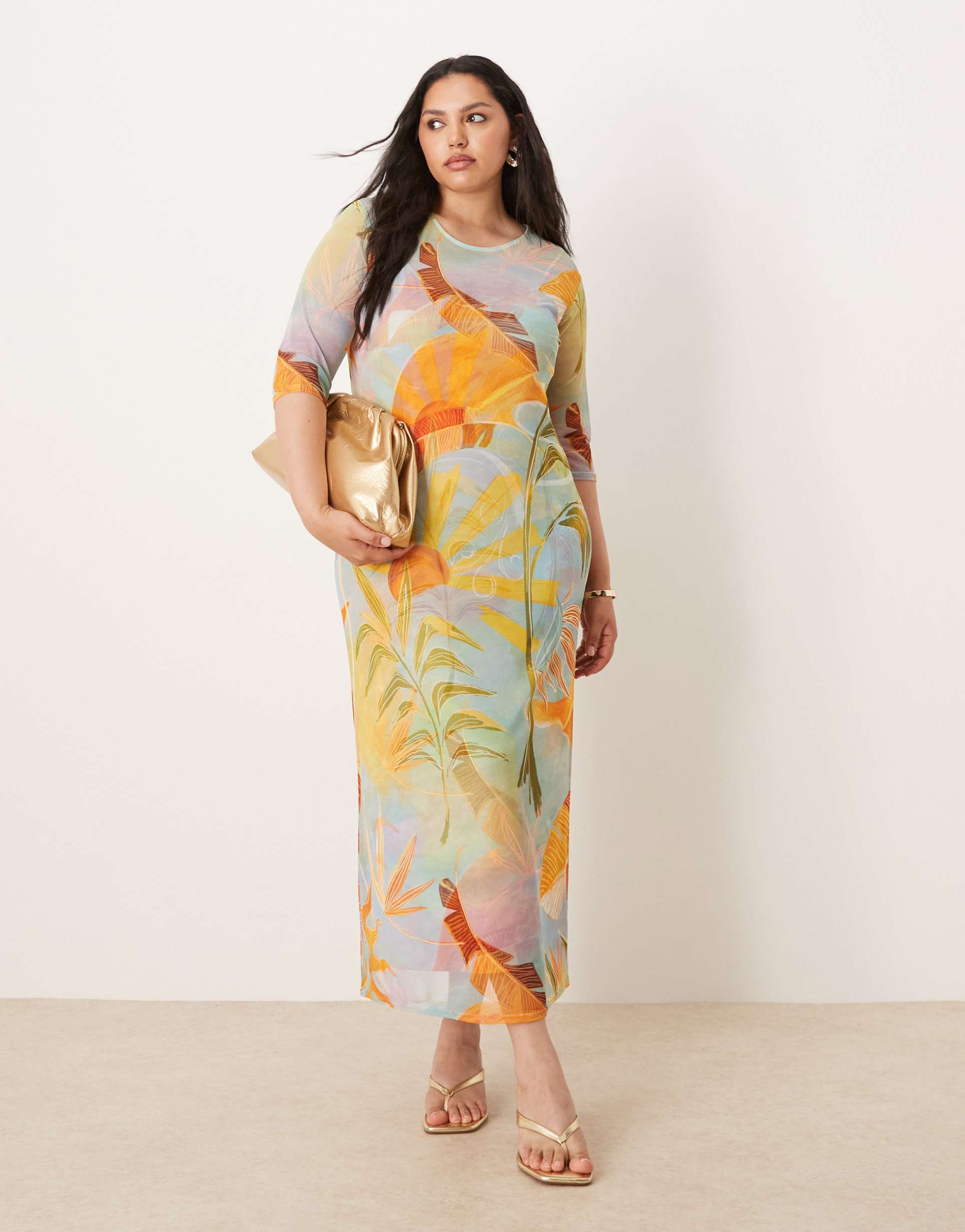 never fully dressed plus mesh midaxi dress in blue