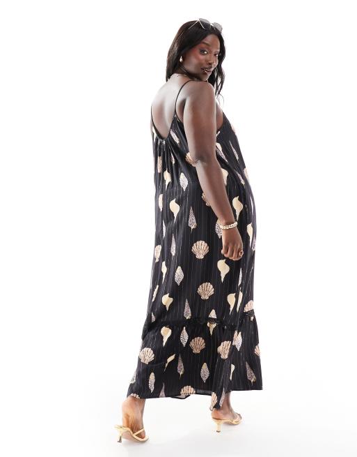 Never Fully Dressed Plus metallic fleck maxi dress in black, 4 of 4