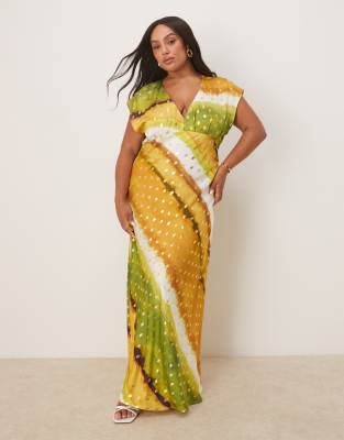 never fully dressed plus metallic midaxi dress in green ombre print