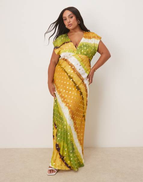 Never Fully Dressed Plus metallic midaxi dress in green ombre print